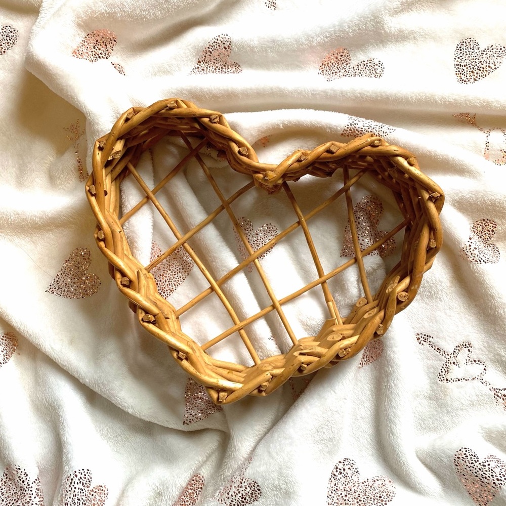 Heart Shaped Wicker Basket